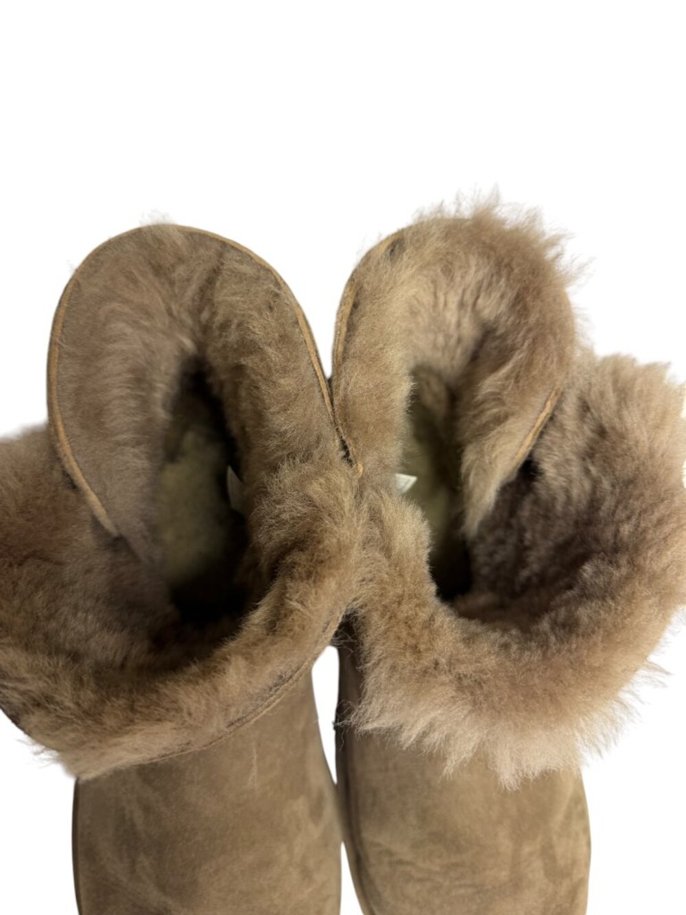 Ugg Mini Bailey Button Boots Suede Shearling Shoes Women Tan Brown 10 - Picture 5 of 11